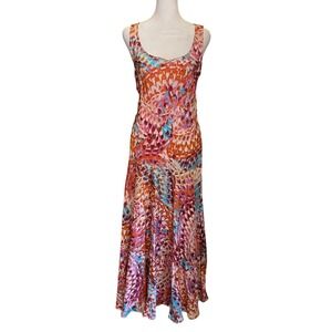 Sundance 100% Silk Abstract Drop Waist Maxi Slip Dress Small Boho Festival Fairy